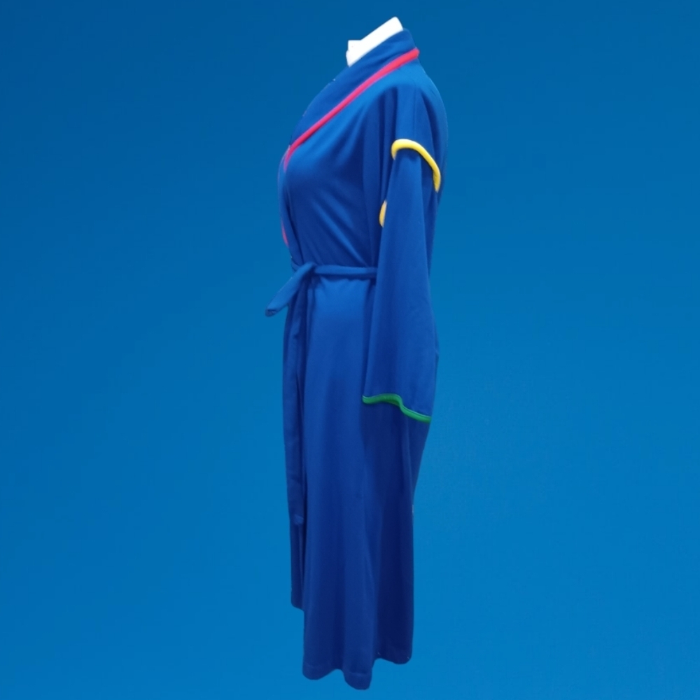 Vintage Tiffany Lounge Wear Unisex Robe Sz M ROYAL Blue Mork & Mindy 70s Style - Picture 4 of 8